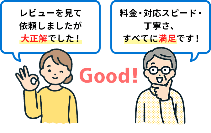 レビューを見て依頼しましたが大正解でした！全てに満足です！